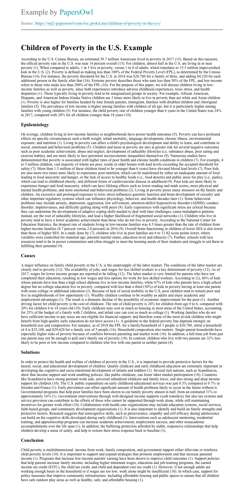 Sample of a cause and effect essay
