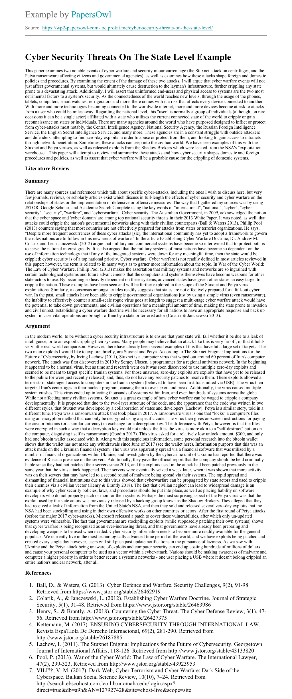 Cyber Security Threats On The State Level - Free Essay Example ...