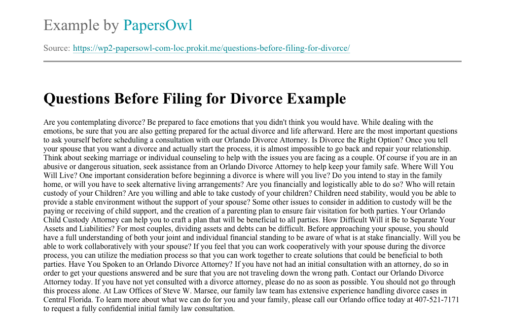 essay questions about divorce