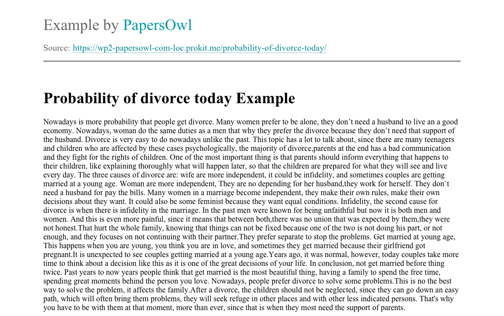 Essay on divorce