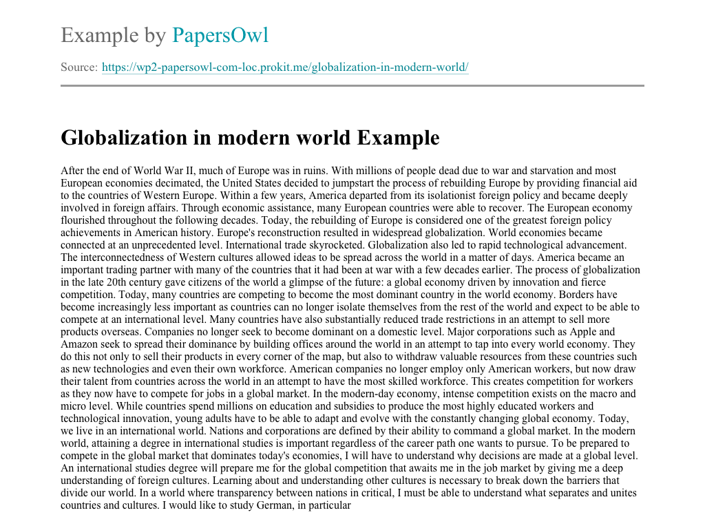 globalization english essay