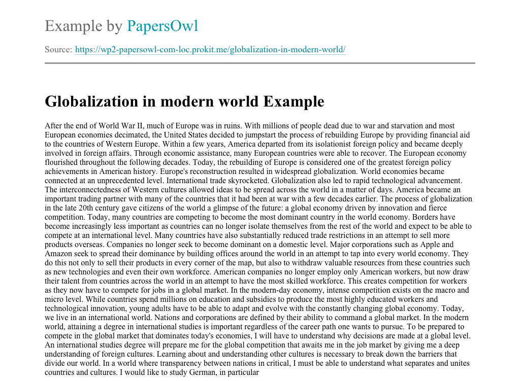 modern globalization essay