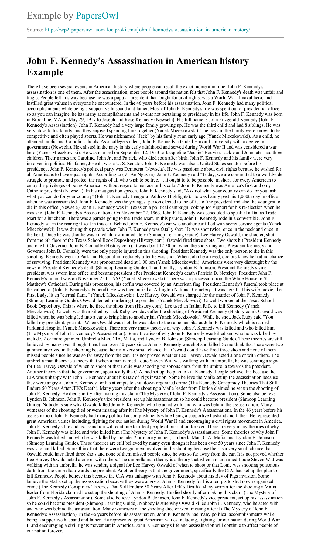 john f kennedy assassination essay