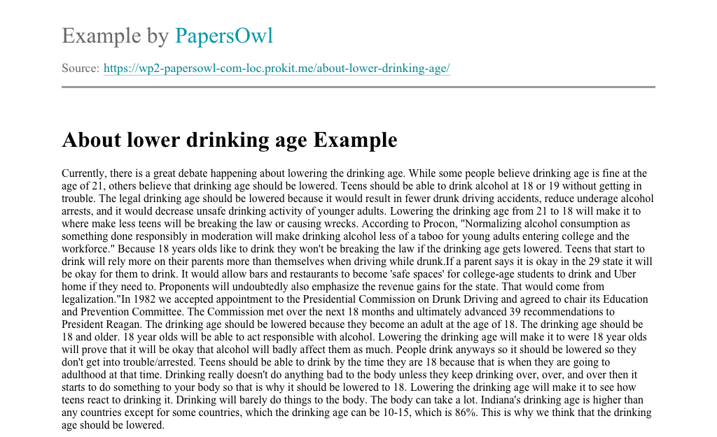 drinking age essay