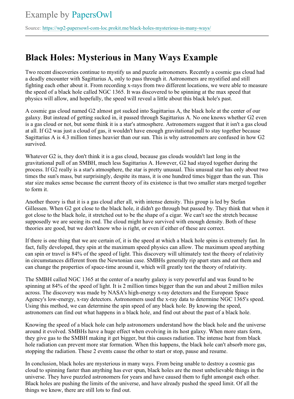The Black Hole essay black hole essay