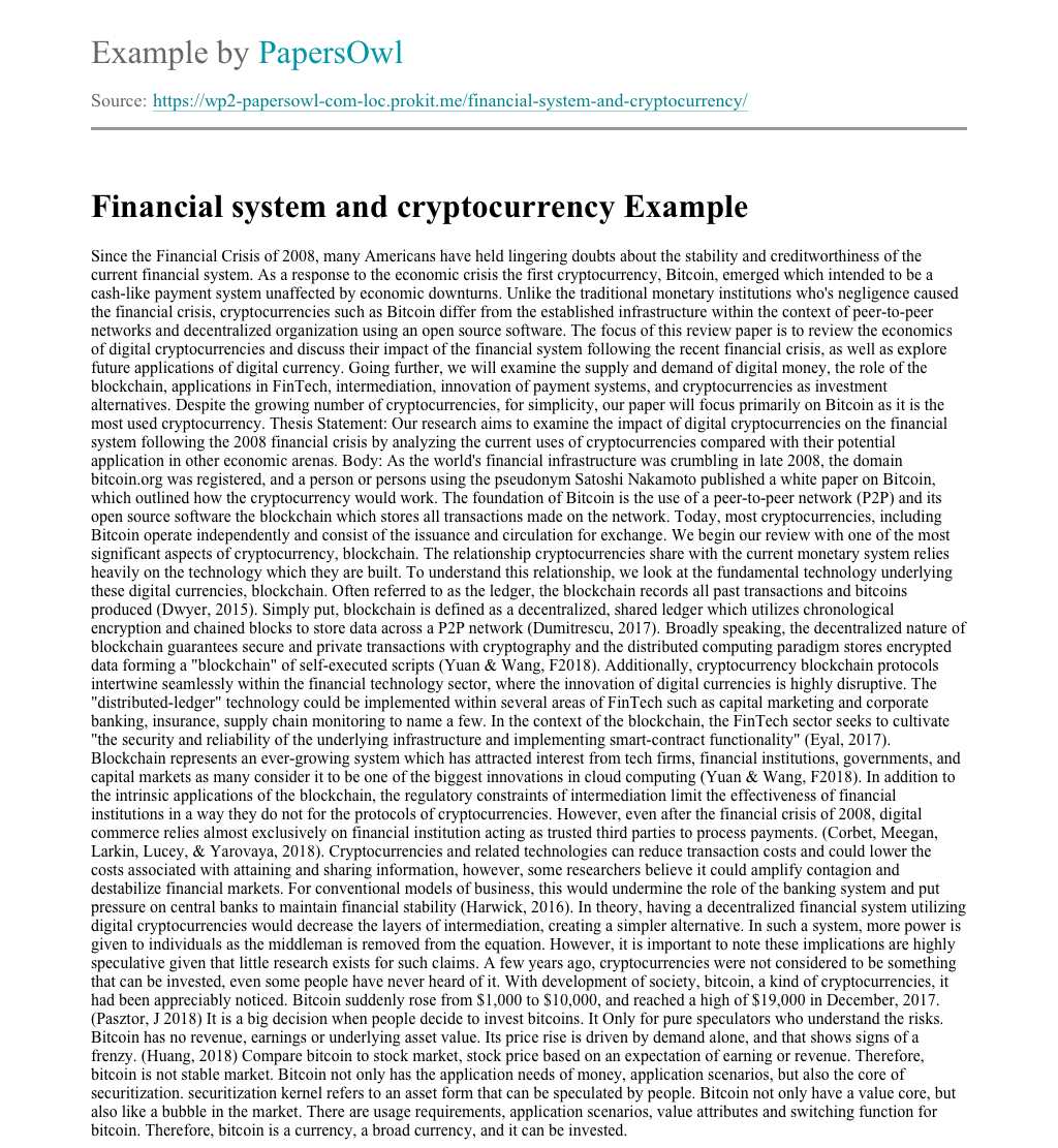 cryptocurrency and business papers