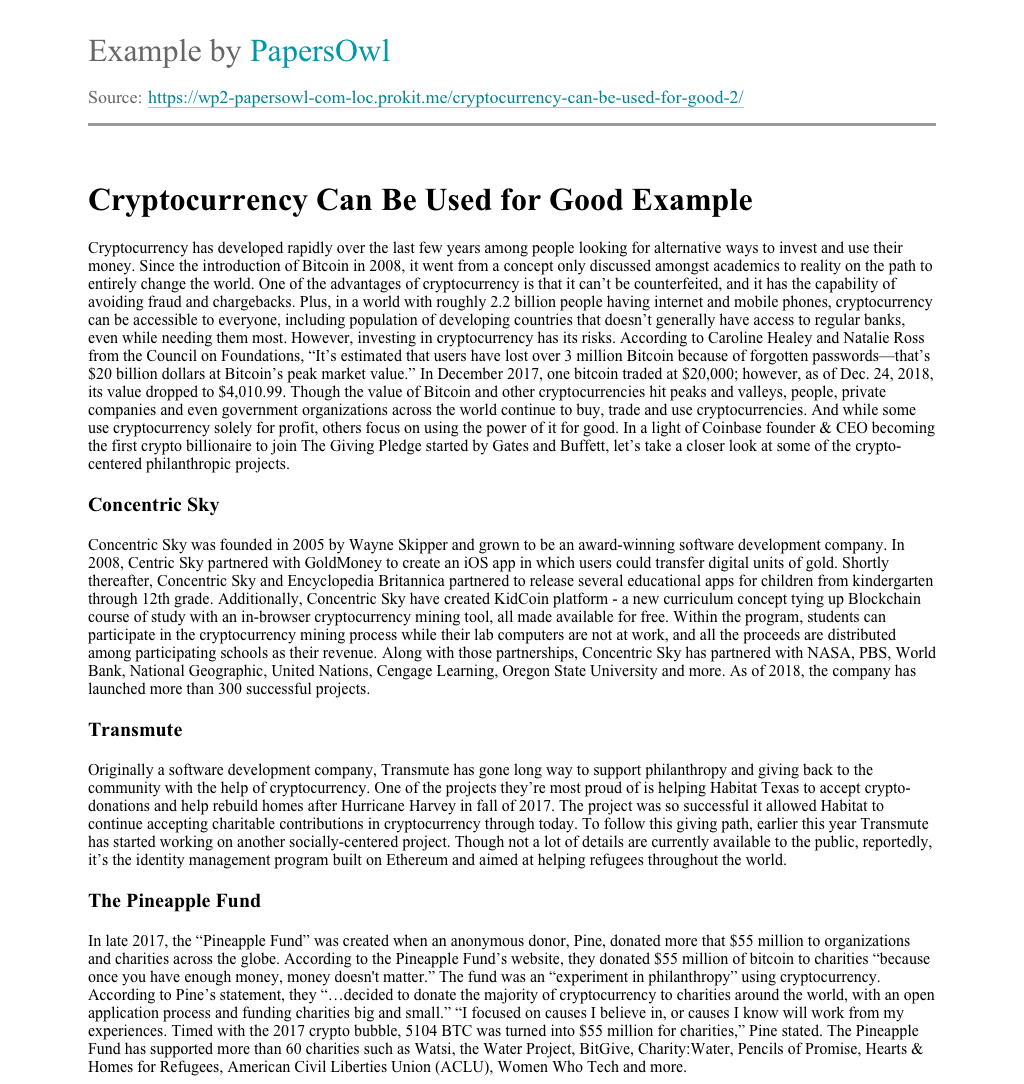 cryptocurrency and business papers