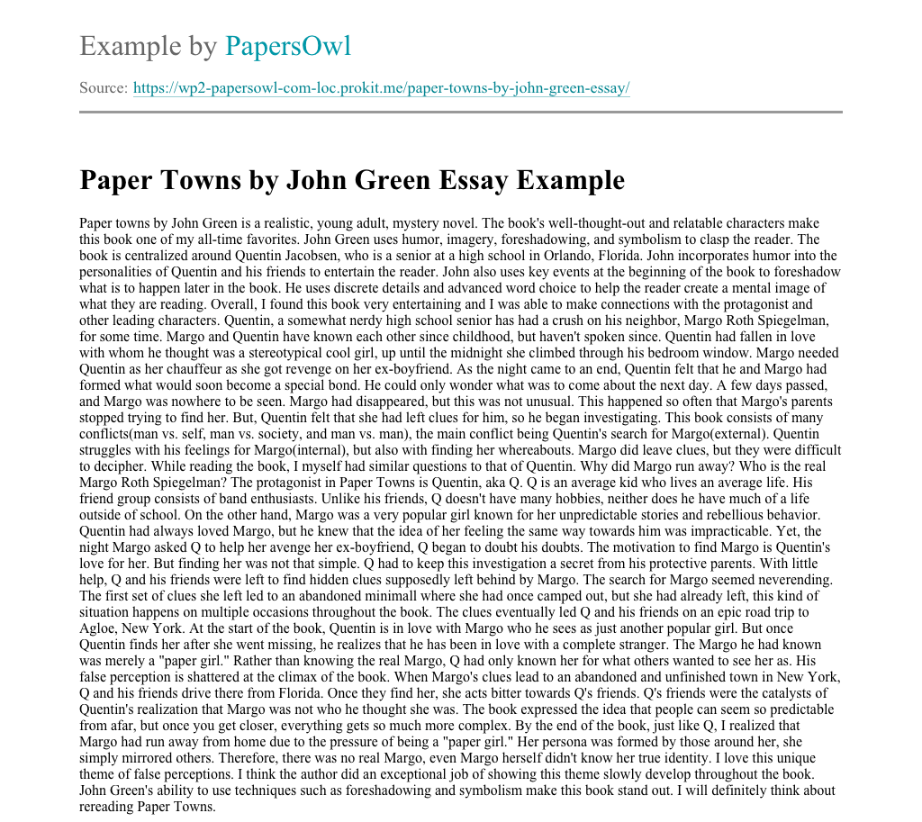 paper towns essay