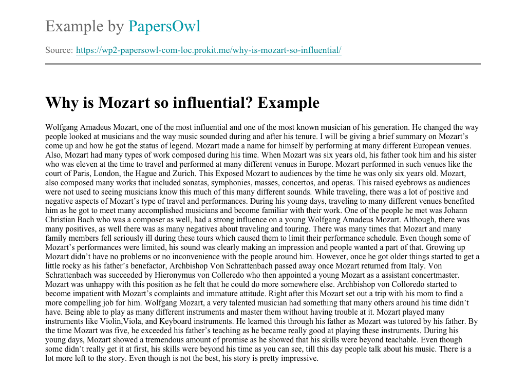 ≡Essays on Mozart. Free Examples of Research Paper Topics, Titles GradesFixer