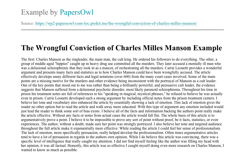 charles manson essay