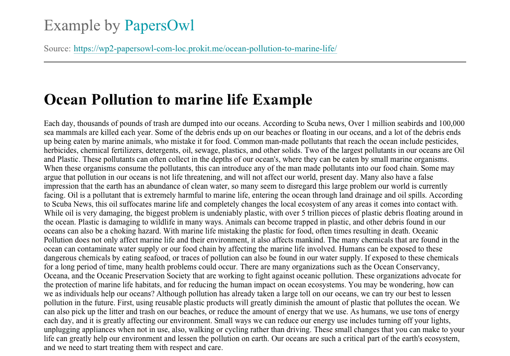 marine pollution essay
