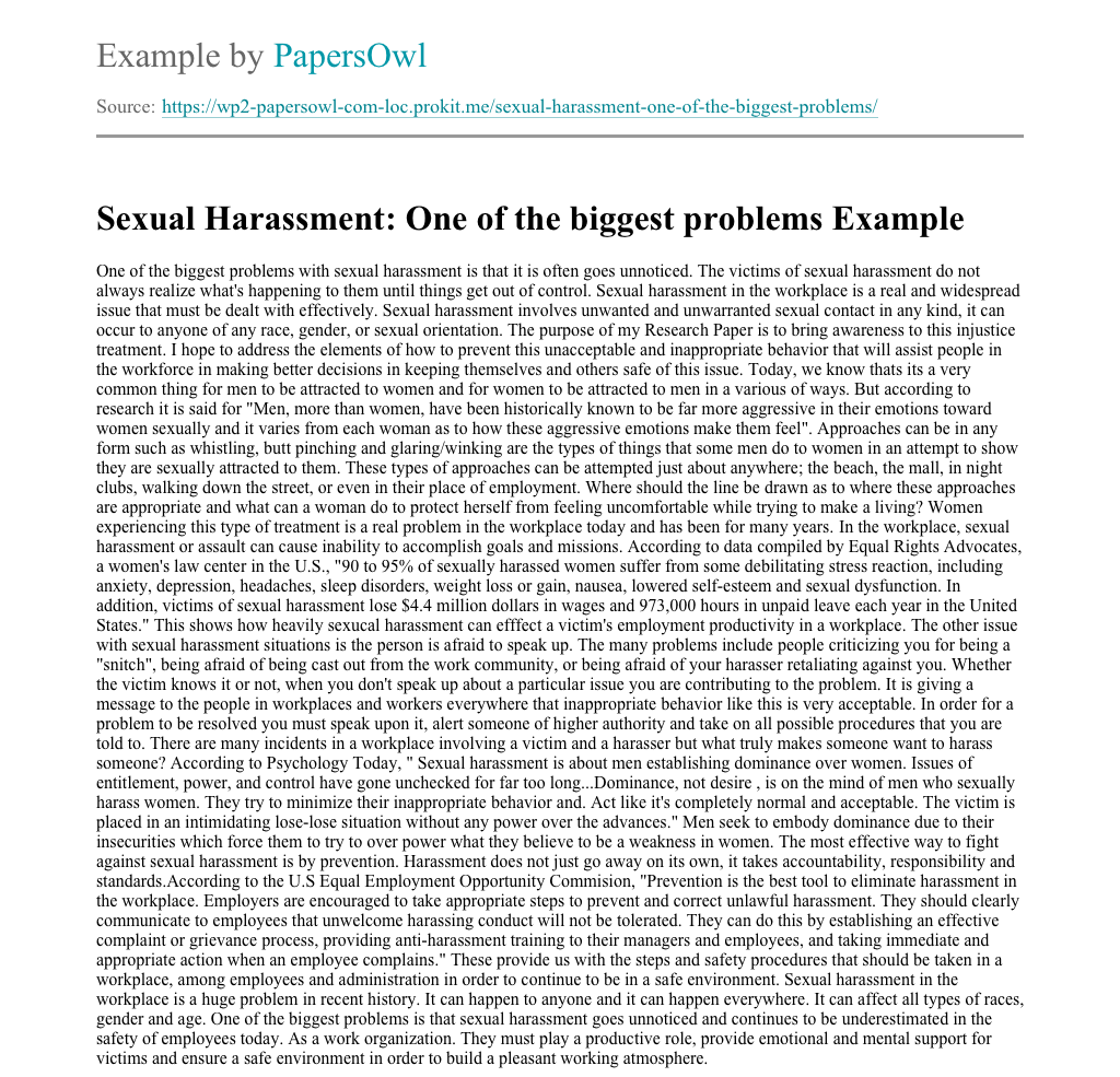 gender based sexual harassment essay