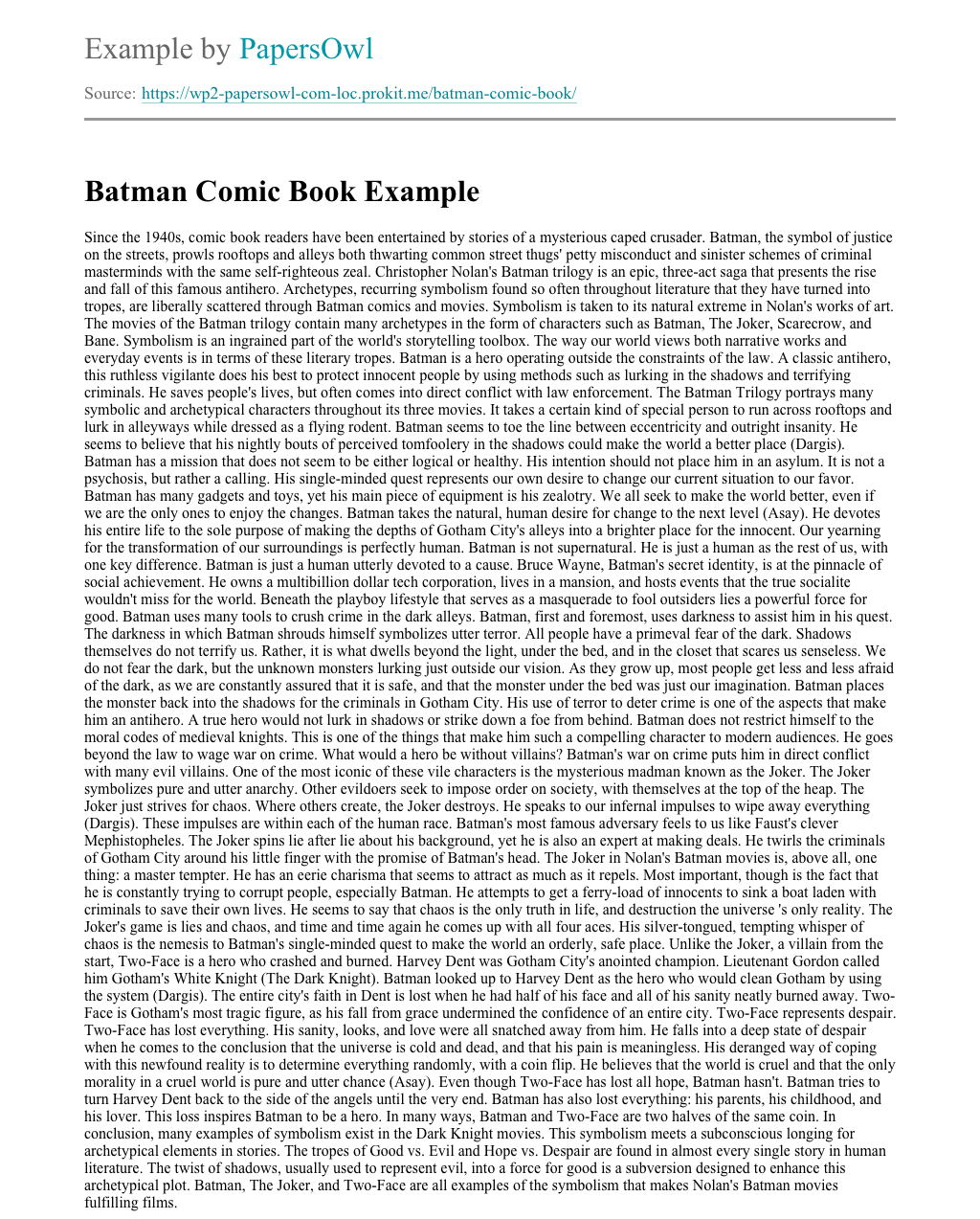 essay about comic books