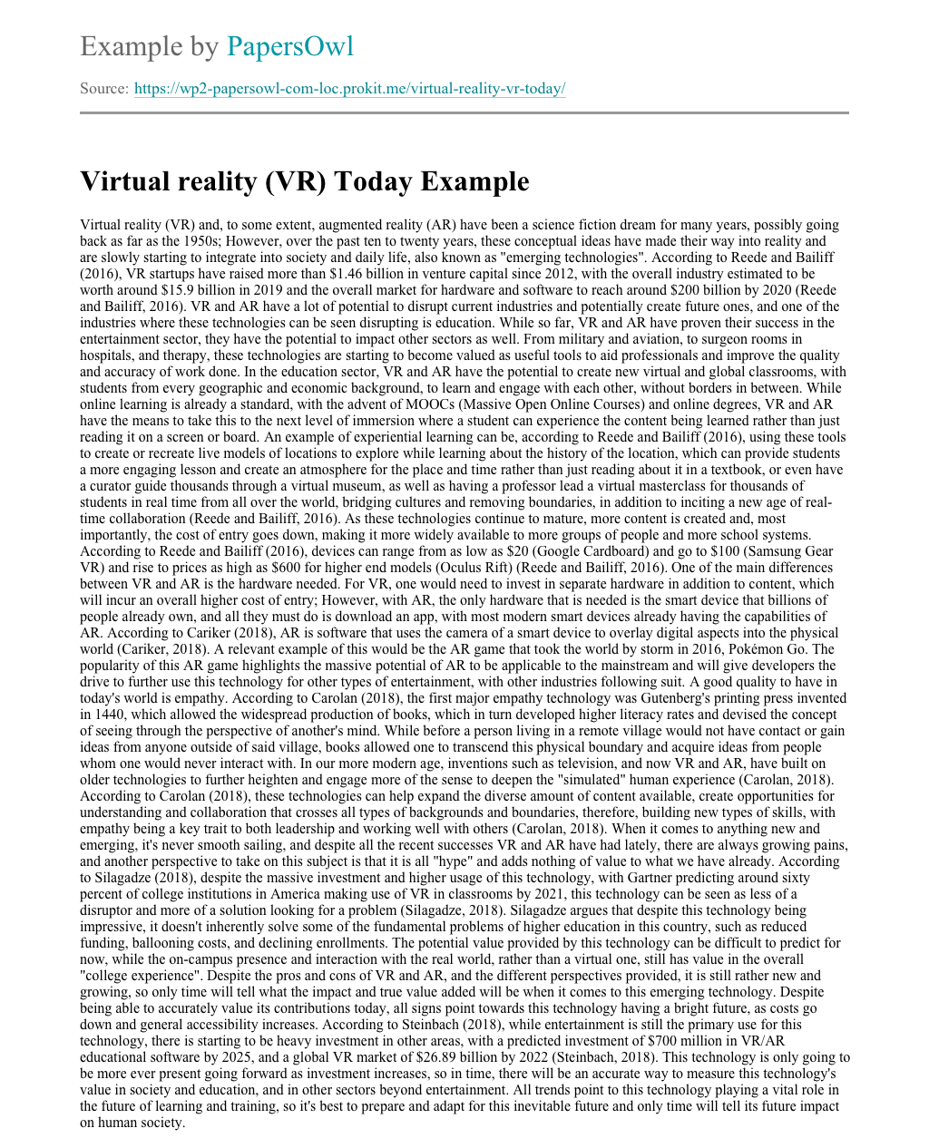 research papers on virtual reality