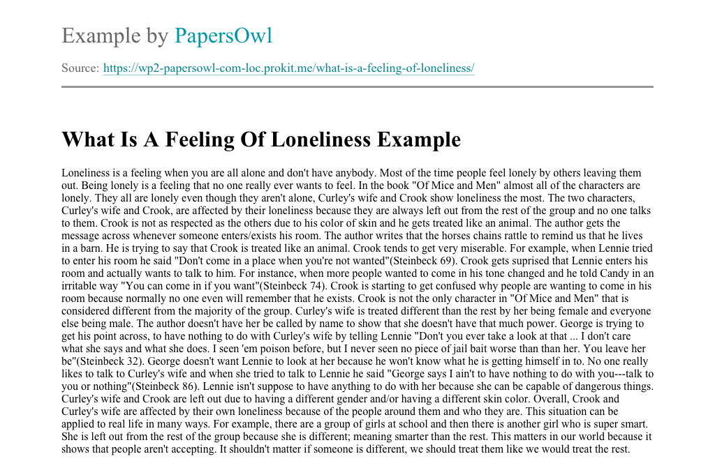 Essay about Loneliness | Examples and Samples
