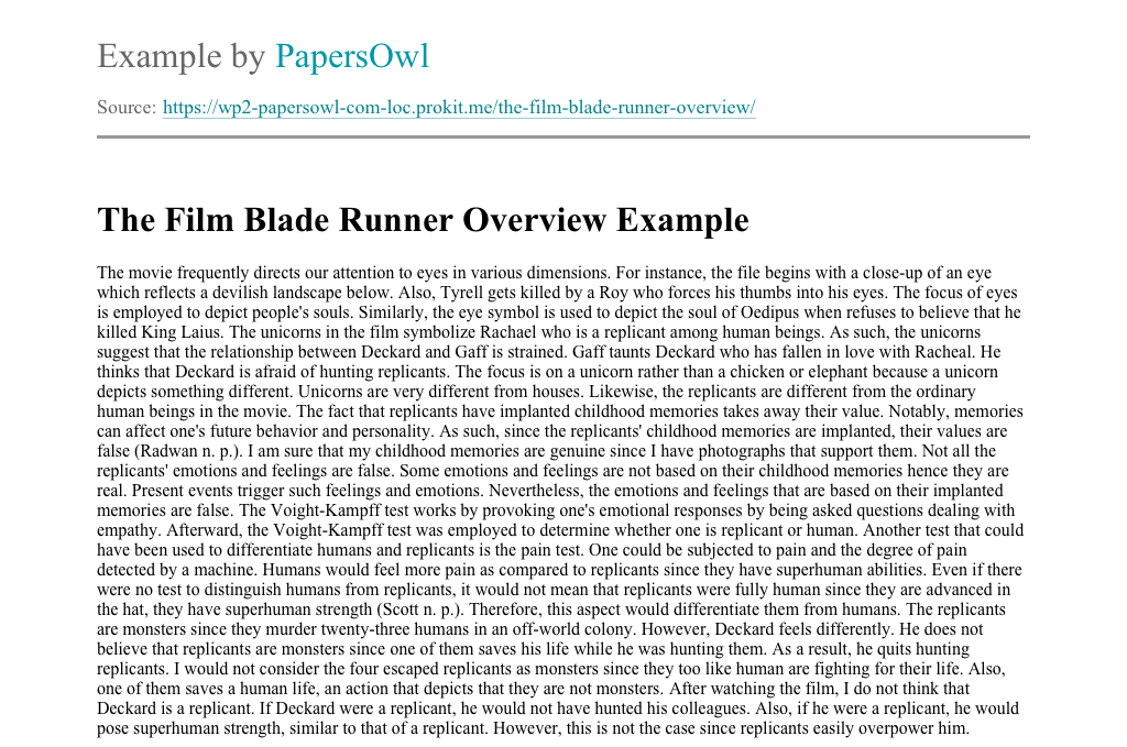 Blade Runner Essays: Examples, Topics, Titles, & Outlines