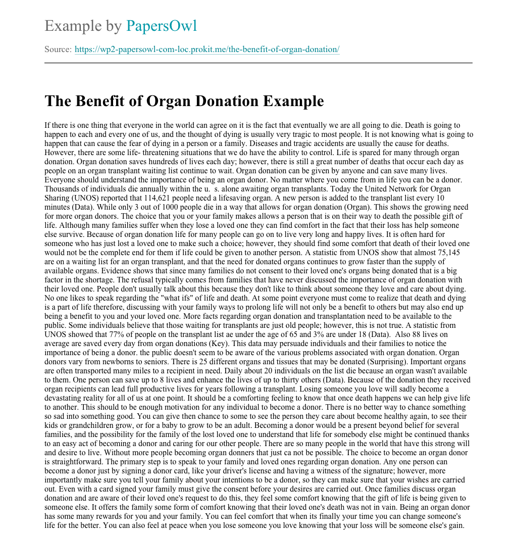 research papers on organ donation