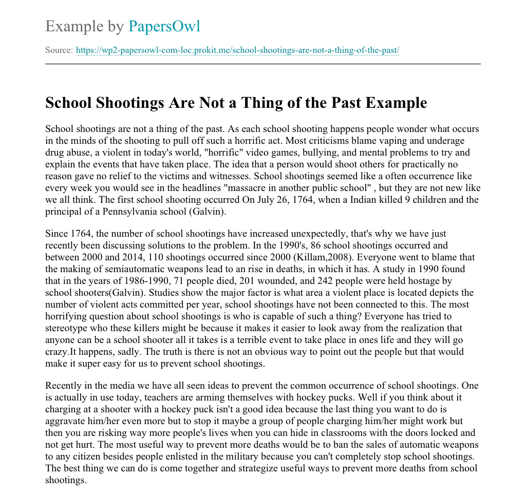 titles for school shooting essays