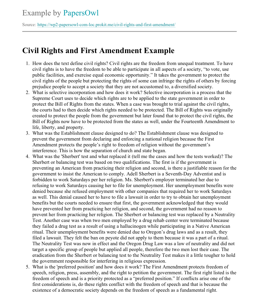 first amendment essay examples