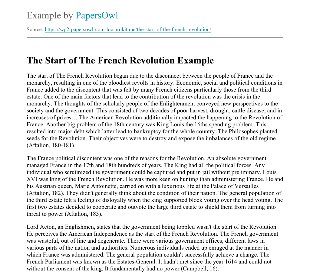short essay about french revolution