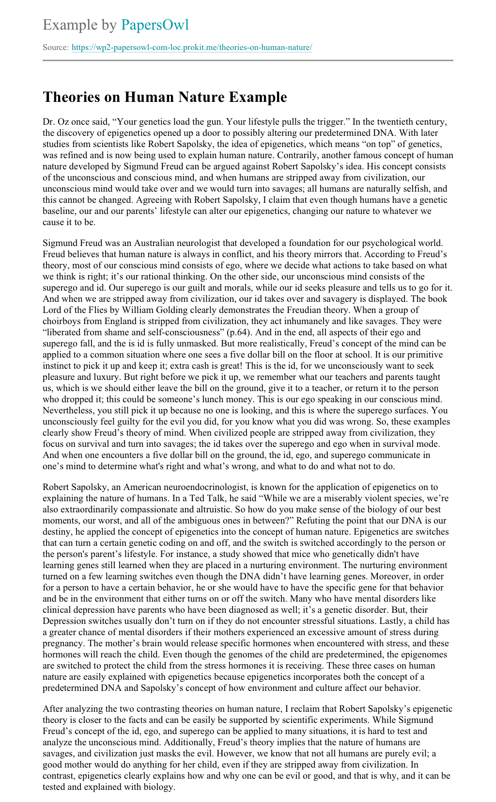 essay about human nature