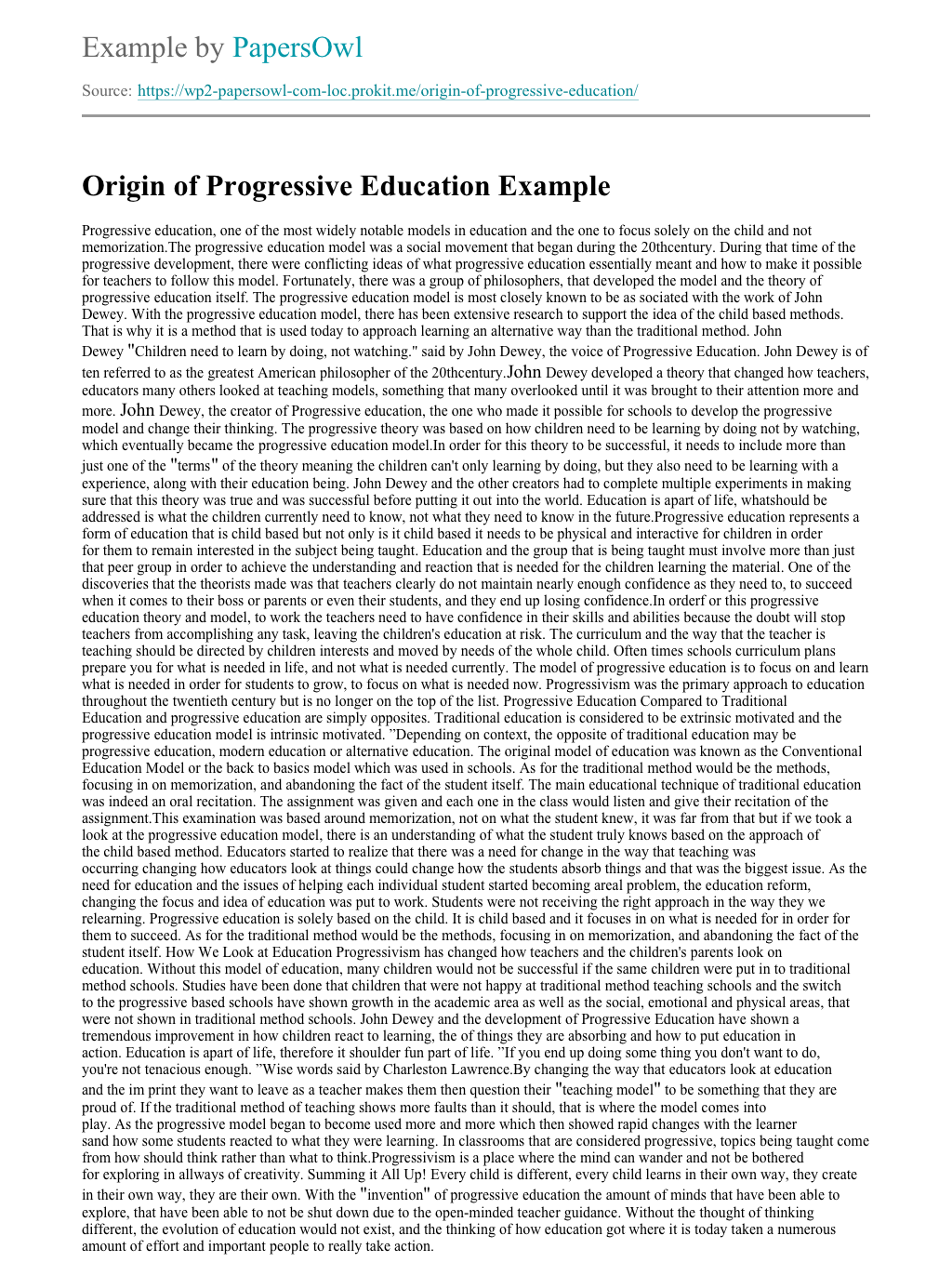 essay on progressivism in education
