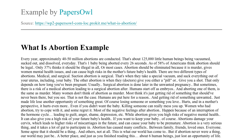 abortion essay outline example