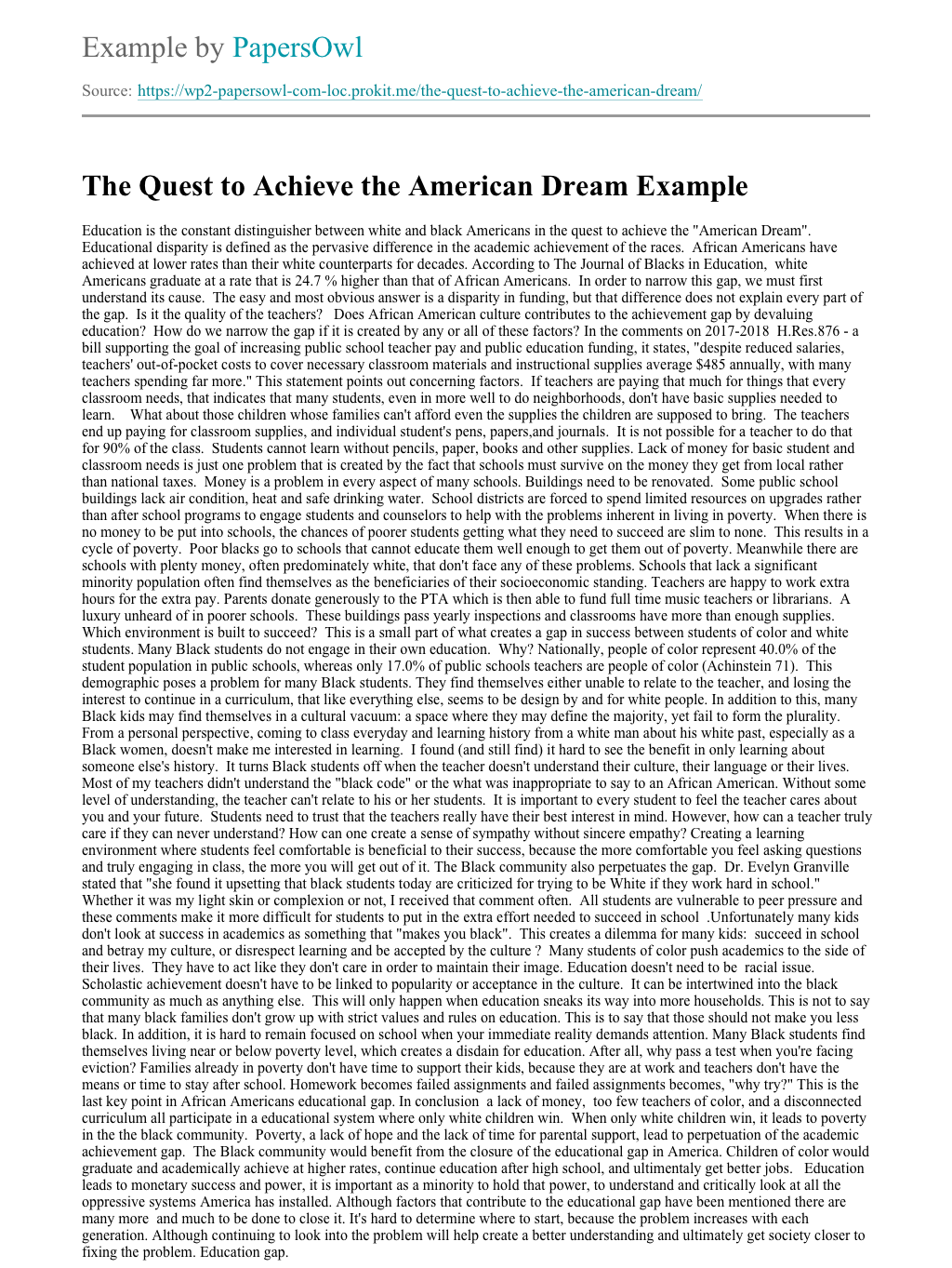 american dream informative essay