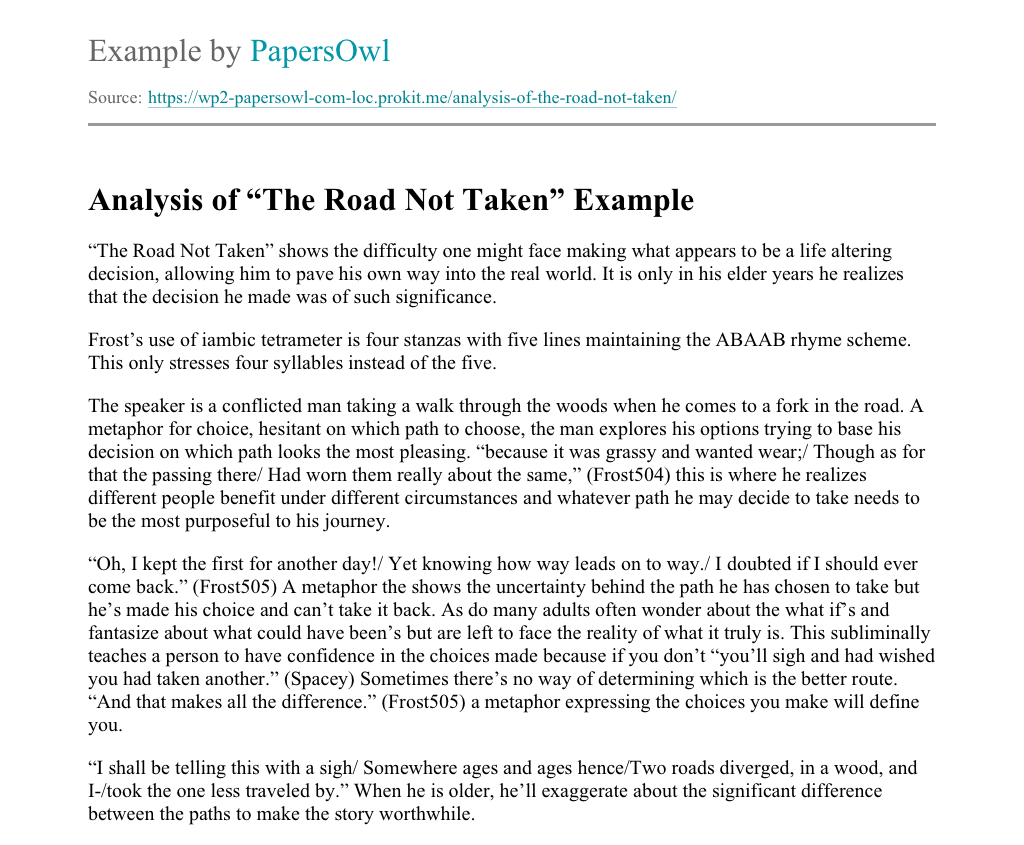 Essay free not outline road taken image