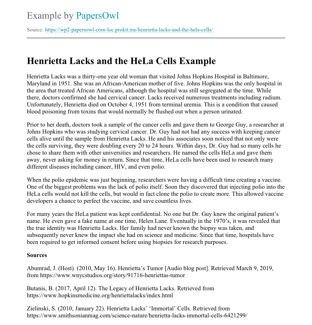 Henrietta lacks final essay image
