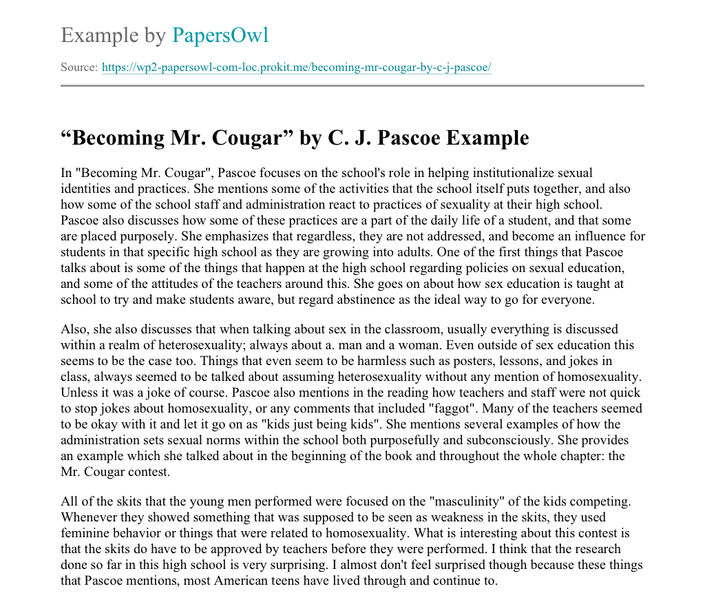 Cougar essay image