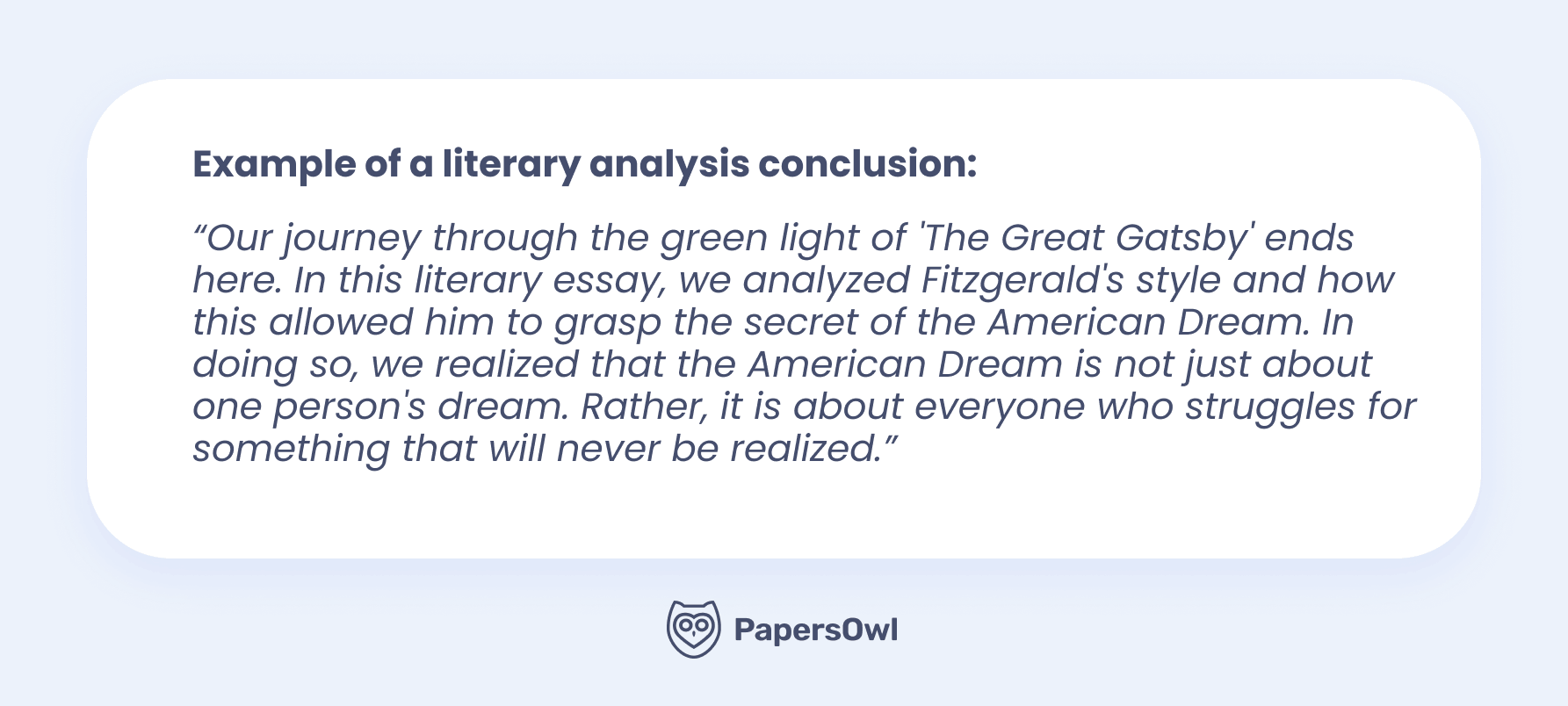 Example of a literary analysis essay conclusion about the American Dream in The Great Gatsby