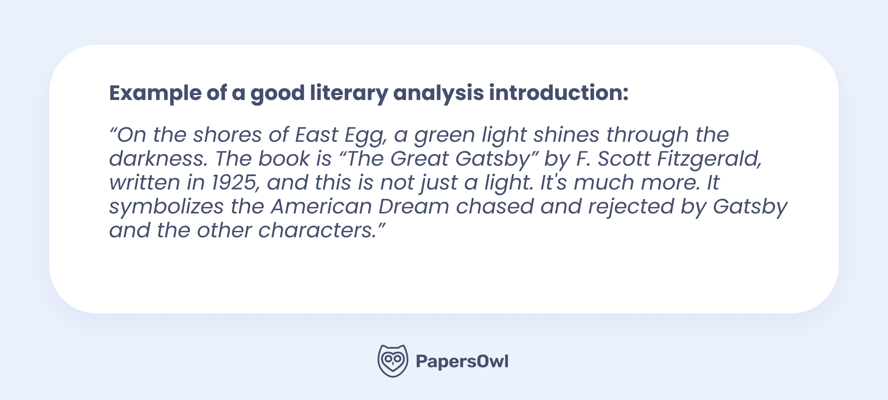 Example of a good literary analysis essay introduction for The Great Gatsby