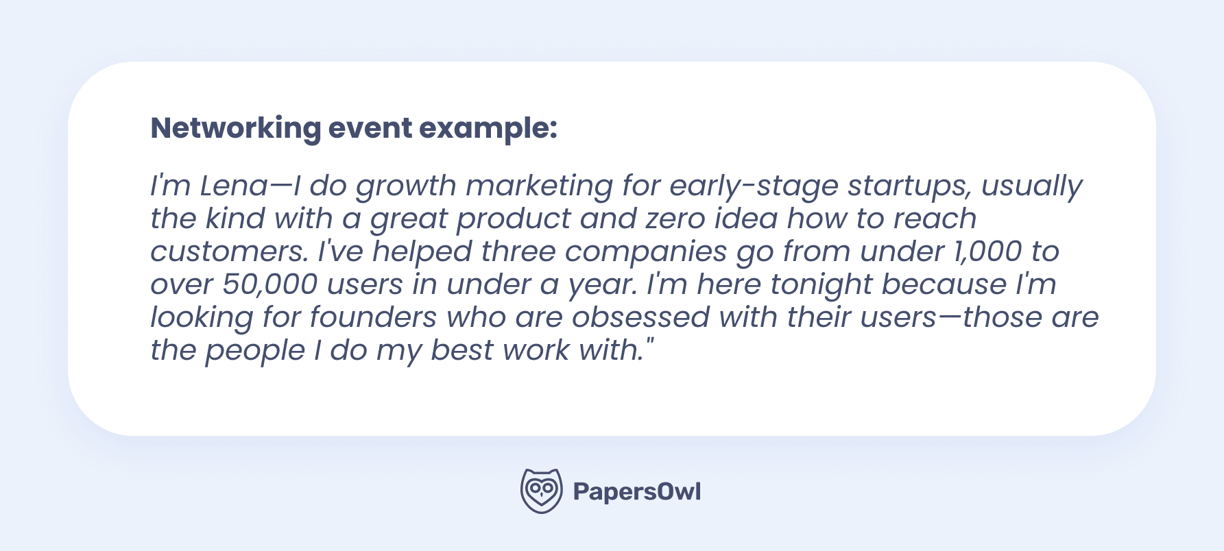 Growth marketing networking pitch example for startups