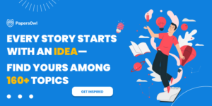 Banner showing 160+ narrative essay topics for students in 2025