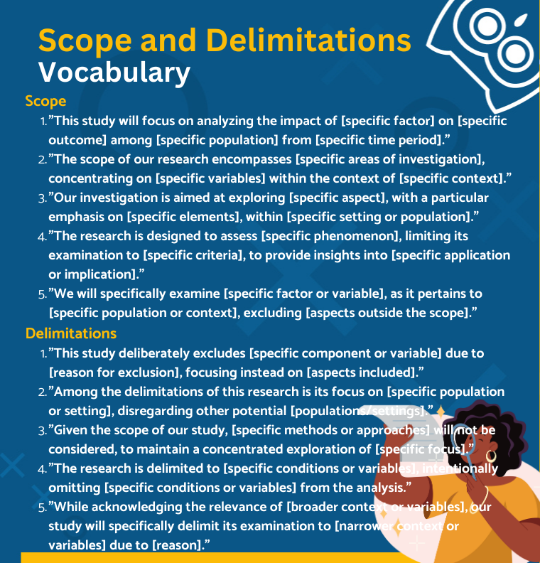 Scope and Delimitations vocabulary