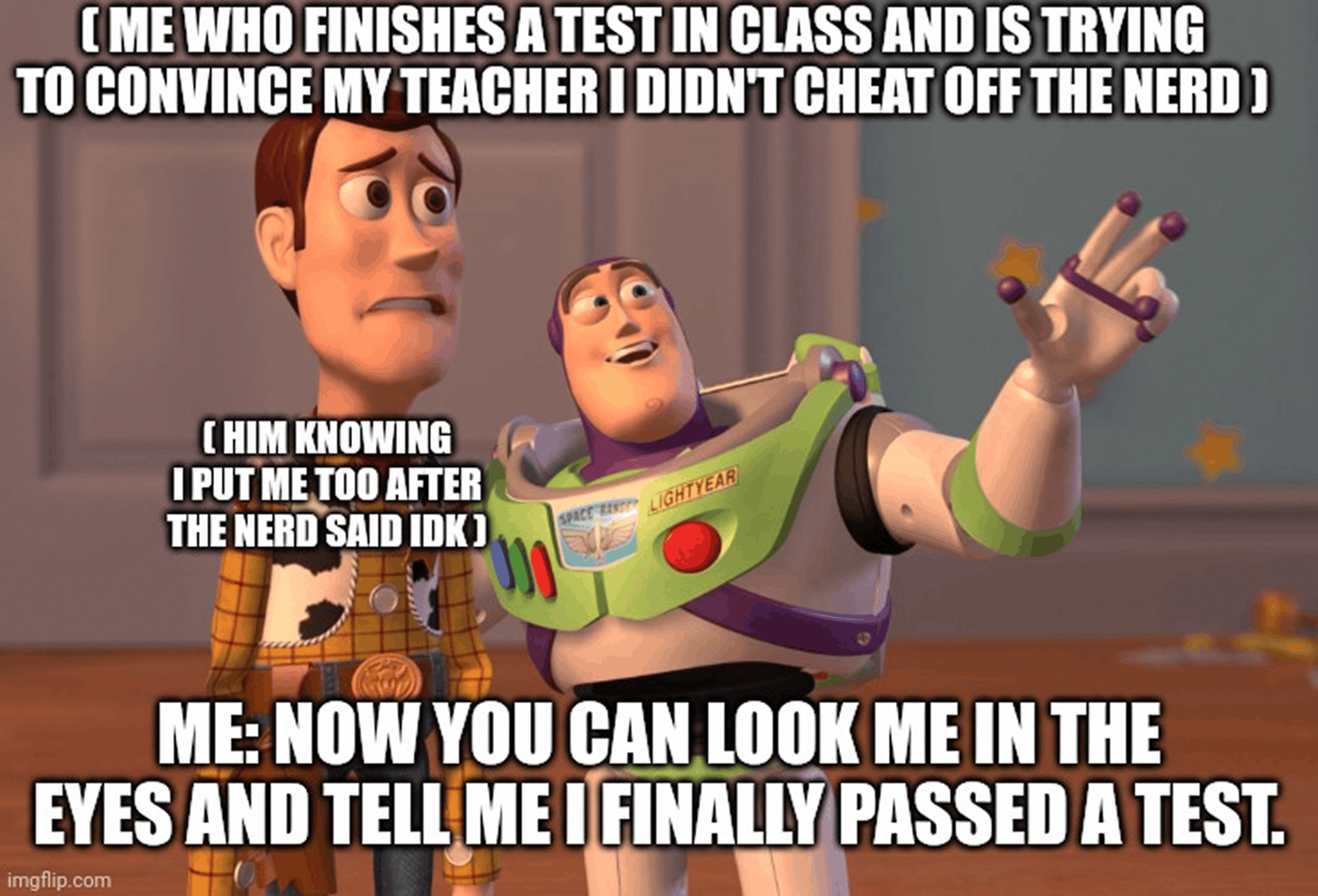 Meme about copying from a classmate who wrote “I don’t know”