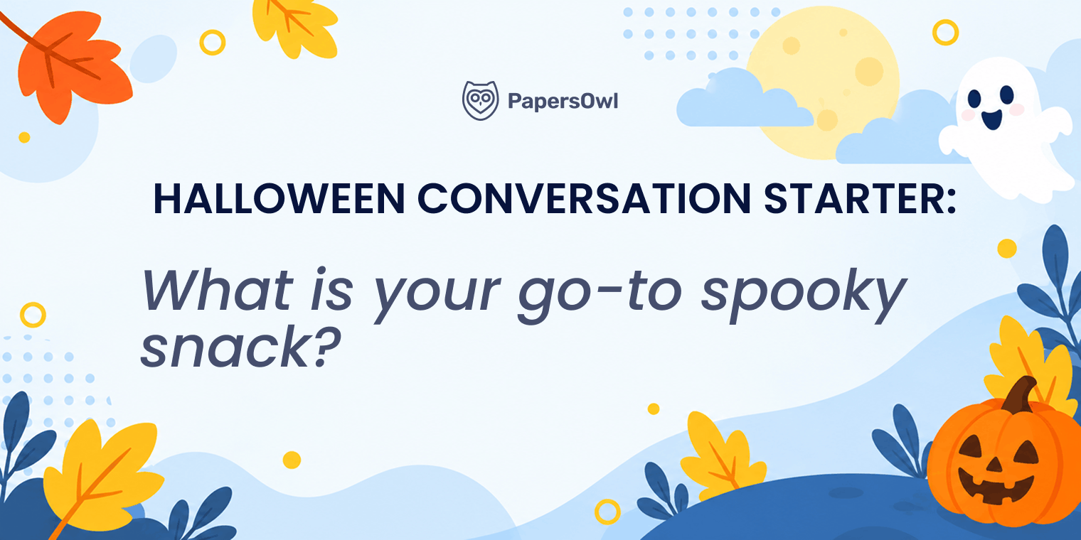 Halloween conversation starter prompt asking about your go to spooky snack
