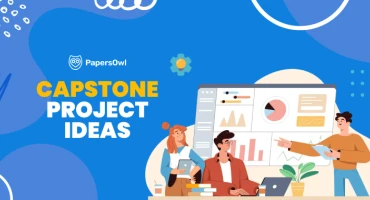 Students presenting capstone project ideas using charts and graphs