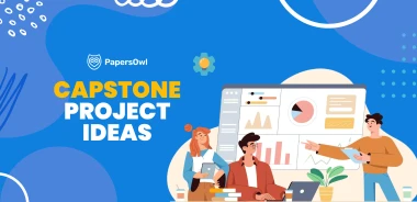 Students presenting capstone project ideas using charts and graphs