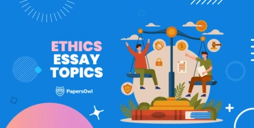 Two people discussing ethical issues with a scale and dollar sign symbols in the background.