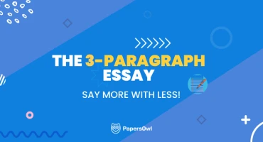 Illustration of the 3-paragraph essay format with text and icons representing structure.
