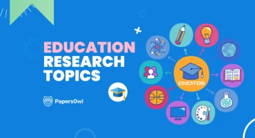 Infographic showing various education research topics including science, technology, and more.