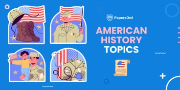 Infographic illustrating American history topics, with images related to war, military, and U.S. symbols