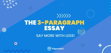 Illustration of the 3-paragraph essay format with text and icons representing structure.