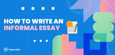 Step-by-step guide for writing an informal essay with visual examples and tips.