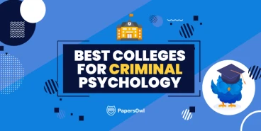 PapersOwl infographic featuring university icons and a graduation-themed owl