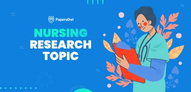 Nurse holding medical papers with research icons