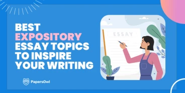 Woman writing expository essay topics on a large sheet of paper, inspiring writing ideas