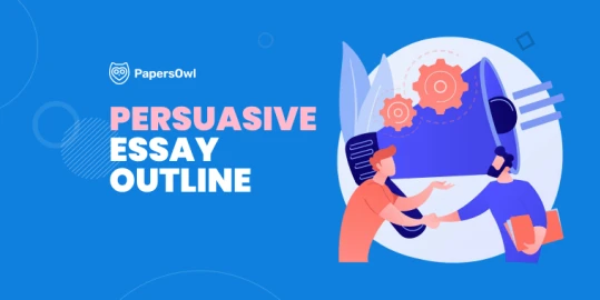 Infographic illustrating persuasive essay outline with key components like introduction and arguments